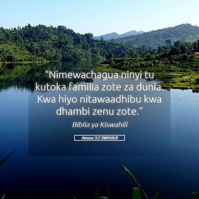 Picture 05 - Amosi 3:2 SWHULB - “Nimewachagua ninyi tu kutoka familia zote za - Bible Verse Picture