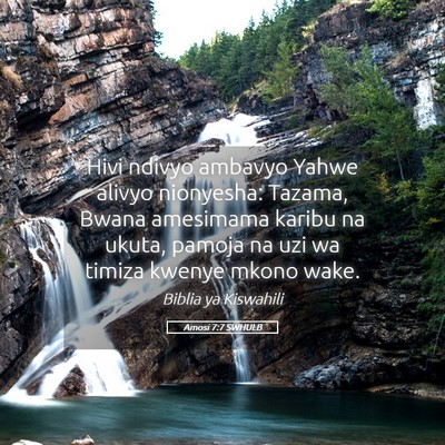 Picture 05 - Amosi 7:7 SWHULB - Hivi ndivyo ambavyo Yahwe alivyo nionyesha: - Bible Verse Picture