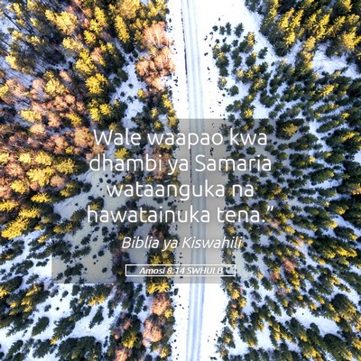 Picture 05 - Amosi 8:14 SWHULB - Wale waapao kwa dhambi ya Samaria wataanguka na - Bible Verse Picture