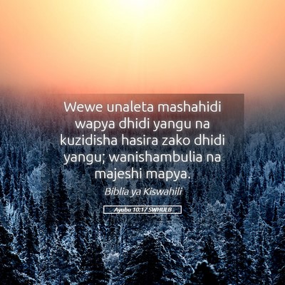 Picture 05 - Ayubu 10:17 SWHULB - Wewe unaleta mashahidi wapya dhidi yangu na - Bible Verse Picture