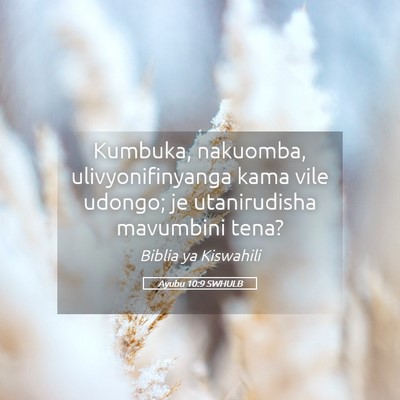 Picture 05 - Ayubu 10:9 SWHULB - Kumbuka, nakuomba, ulivyonifinyanga kama vile - Bible Verse Picture