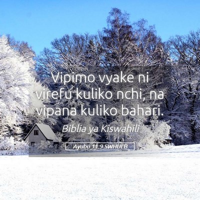Picture 05 - Ayubu 11:9 SWHULB - Vipimo vyake ni virefu kuliko nchi, na vipana - Bible Verse Picture