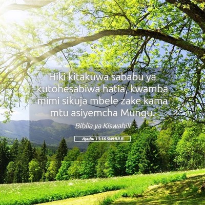 Picture 05 - Ayubu 13:16 SWHULB - Hiki kitakuwa sababu ya kutohesabiwa hatia, - Bible Verse Picture