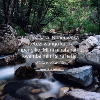Picture 05 - Ayubu 13:18 SWHULB - Tazama sasa, Nimeuweka utetezi wangu katika - Bible Verse Picture