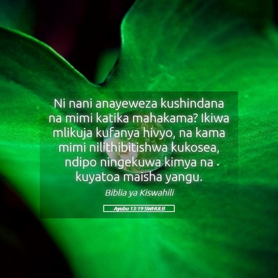 Picture 05 - Ayubu 13:19 SWHULB - Ni nani anayeweza kushindana na mimi katika - Bible Verse Picture