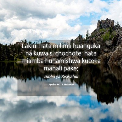 Picture 05 - Ayubu 14:18 SWHULB - Lakini hata milima huanguka na kuwa si chochote; - Bible Verse Picture