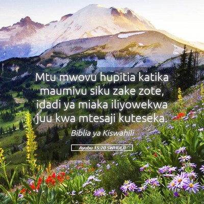 Picture 05 - Ayubu 15:20 SWHULB - Mtu mwovu hupitia katika maumivu siku zake zote, - Bible Verse Picture