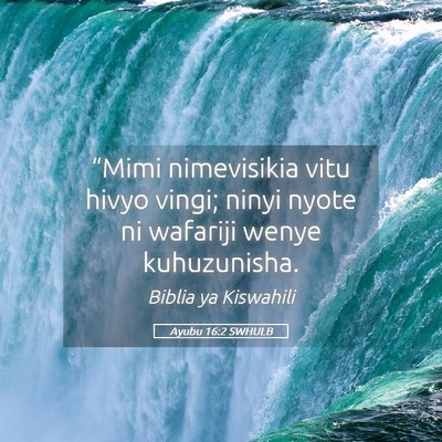 Picture 05 - Ayubu 16:2 SWHULB - “Mimi nimevisikia vitu hivyo vingi; ninyi nyote - Bible Verse Picture