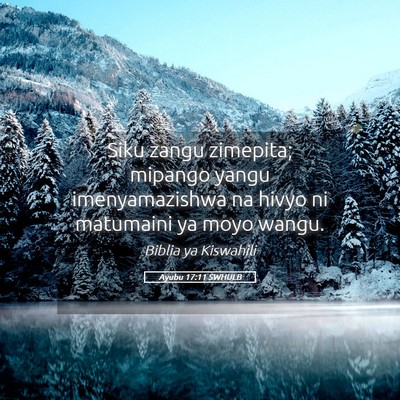 Picture 05 - Ayubu 17:11 SWHULB - Siku zangu zimepita; mipango yangu imenyamazishwa - Bible Verse Picture