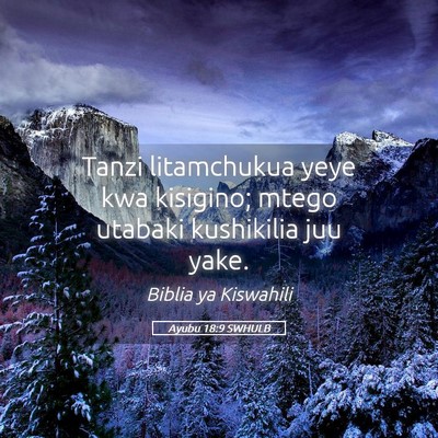 Picture 05 - Ayubu 18:9 SWHULB - Tanzi litamchukua yeye kwa kisigino; mtego - Bible Verse Picture