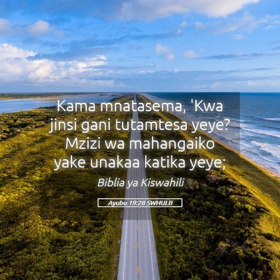 Picture 05 - Ayubu 19:28 SWHULB - Kama mnatasema, 'Kwa jinsi gani tutamtesa yeye? - Bible Verse Picture