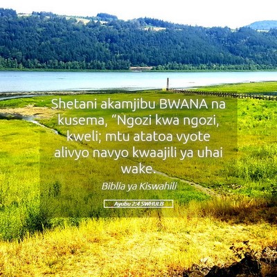 Picture 05 - Ayubu 2:4 SWHULB - Shetani akamjibu BWANA na kusema, “Ngozi kwa - Bible Verse Picture