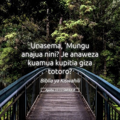 Picture 05 - Ayubu 22:13 SWHULB - Unasema, 'Mungu anajua nini? Je anaweza kuamua - Bible Verse Picture