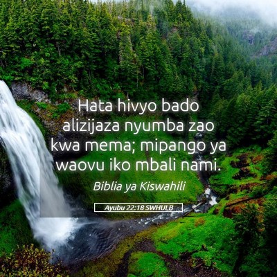 Picture 05 - Ayubu 22:18 SWHULB - Hata hivyo bado alizijaza nyumba zao kwa mema; - Bible Verse Picture