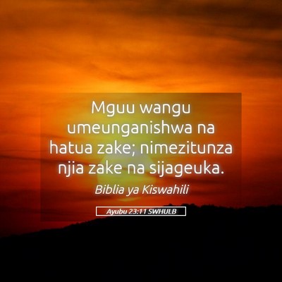 Picture 05 - Ayubu 23:11 SWHULB - Mguu wangu umeunganishwa na hatua zake; - Bible Verse Picture