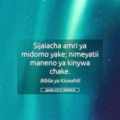 Picture 05 - Ayubu 23:12 SWHULB - Sijaiacha amri ya midomo yake; nimeyatii maneno - Bible Verse Picture