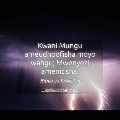 Picture 05 - Ayubu 23:16 SWHULB - Kwani Mungu ameudhoofisha moyo wangu; Mwenyezi - Bible Verse Picture
