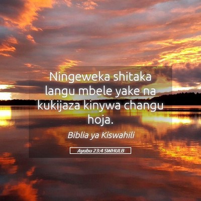 Picture 05 - Ayubu 23:4 SWHULB - Ningeweka shitaka langu mbele yake na kukijaza - Bible Verse Picture