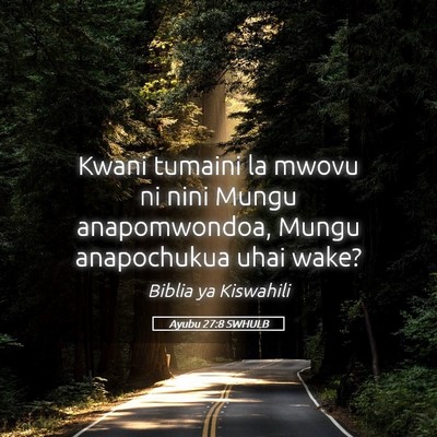 Picture 05 - Ayubu 27:8 SWHULB - Kwani tumaini la mwovu ni nini Mungu - Bible Verse Picture