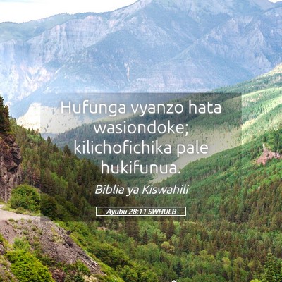 Picture 05 - Ayubu 28:11 SWHULB - Hufunga vyanzo hata wasiondoke; kilichofichika - Bible Verse Picture