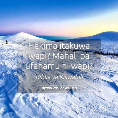 Picture 05 - Ayubu 28:12 SWHULB - Hekima itakuwa wapi? Mahali pa ufahamu ni - Bible Verse Picture