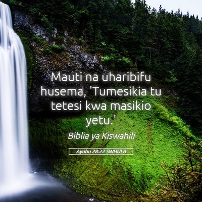 Picture 05 - Ayubu 28:22 SWHULB - Mauti na uharibifu husema, 'Tumesikia tu tetesi - Bible Verse Picture