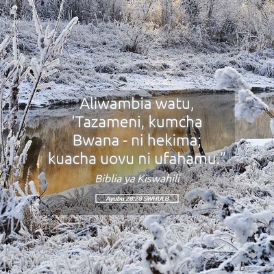 Picture 05 - Ayubu 28:28 SWHULB - Aliwambia watu, 'Tazameni, kumcha Bwana - ni - Bible Verse Picture