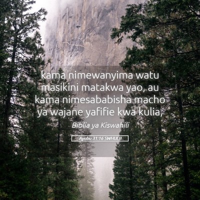 Picture 05 - Ayubu 31:16 SWHULB - kama nimewanyima watu masikini matakwa yao, au - Bible Verse Picture