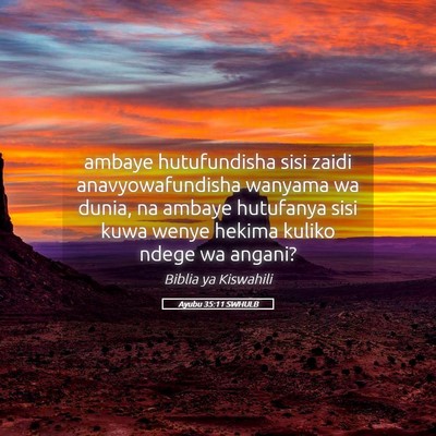 Picture 05 - Ayubu 35:11 SWHULB - ambaye hutufundisha sisi zaidi anavyowafundisha - Bible Verse Picture