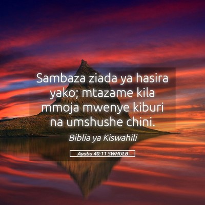 Picture 05 - Ayubu 40:11 SWHULB - Sambaza ziada ya hasira yako; mtazame kila mmoja - Bible Verse Picture