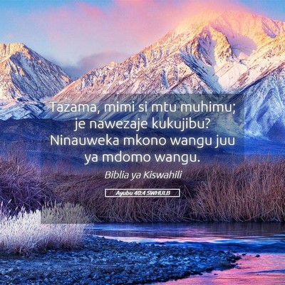 Picture 05 - Ayubu 40:4 SWHULB - Tazama, mimi si mtu muhimu; je nawezaje kukujibu? - Bible Verse Picture