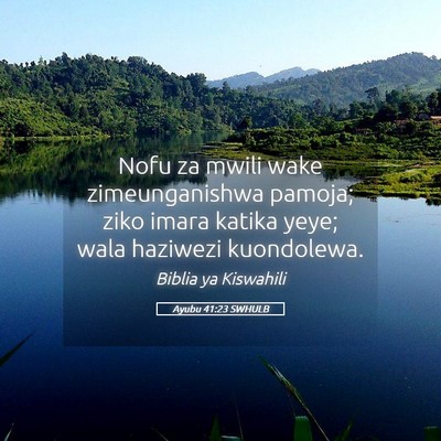 Picture 05 - Ayubu 41:23 SWHULB - Nofu za mwili wake zimeunganishwa pamoja; ziko - Bible Verse Picture