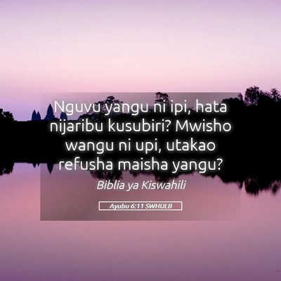 Picture 05 - Ayubu 6:11 SWHULB - Nguvu yangu ni ipi, hata nijaribu kusubiri? - Bible Verse Picture