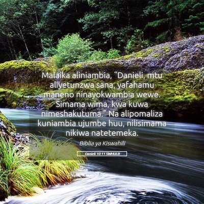 Picture 05 - Danieli 10:11 SWHULB - Malaika aliniambia, “Danieli, mtu aliyetunzwa - Bible Verse Picture