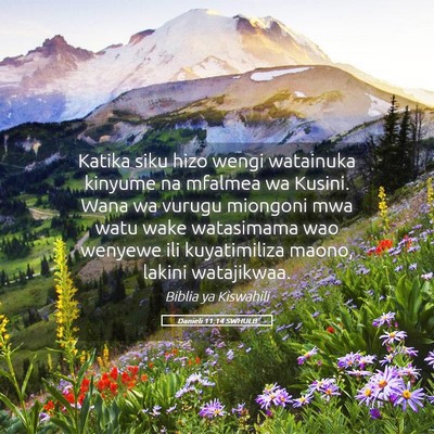 Picture 05 - Danieli 11:14 SWHULB - Katika siku hizo wengi watainuka kinyume na - Bible Verse Picture