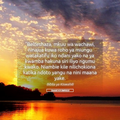 Picture 05 - Danieli 4:9 SWHULB - “Belteshaza, mkuu wa wachawi, ninajua kuwa roho - Bible Verse Picture