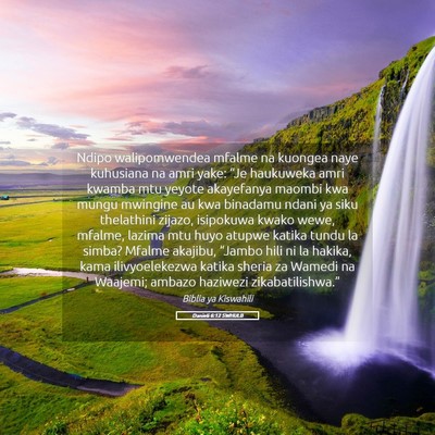Picture 05 - Danieli 6:12 SWHULB - Ndipo walipomwendea mfalme na kuongea naye - Bible Verse Picture