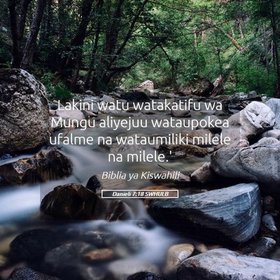 Picture 05 - Danieli 7:18 SWHULB - Lakini watu watakatifu wa Mungu aliyejuu - Bible Verse Picture