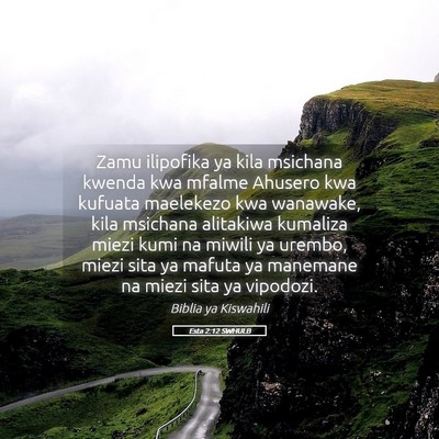 Picture 05 - Esta 2:12 SWHULB - Zamu ilipofika ya kila msichana kwenda kwa mfalme - Bible Verse Picture