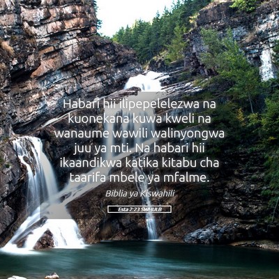 Picture 05 - Esta 2:23 SWHULB - Habari hii ilipepelelezwa na kuonekana kuwa kweli - Bible Verse Picture