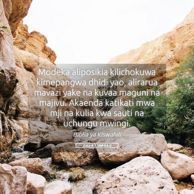 Picture 05 - Esta 4:1 SWHULB - Modeka aliposikia kilichokuwa kimepangwa dhidi - Bible Verse Picture