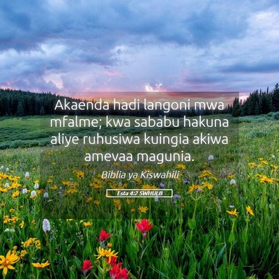 Picture 05 - Esta 4:2 SWHULB - Akaenda hadi langoni mwa mfalme; kwa sababu - Bible Verse Picture