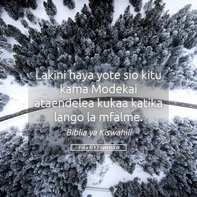 Picture 05 - Esta 5:13 SWHULB - Lakini haya yote sio kitu kama Modekai ataendelea - Bible Verse Picture