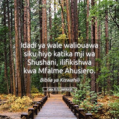 Picture 05 - Esta 9:11 SWHULB - Idadi ya wale waliouawa siku hiyo katika mji wa - Bible Verse Picture