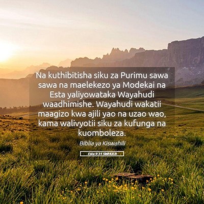 Picture 05 - Esta 9:31 SWHULB - Na kuthibitisha siku za Purimu sawa sawa na - Bible Verse Picture