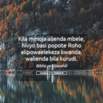 Picture 05 - Ezekieli 1:12 SWHULB - Kila mmoja alienda mbele, hivyo basi popote Roho - Bible Verse Picture