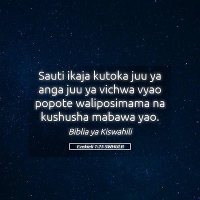 Picture 05 - Ezekieli 1:25 SWHULB - Sauti ikaja kutoka juu ya anga juu ya vichwa vyao - Bible Verse Picture
