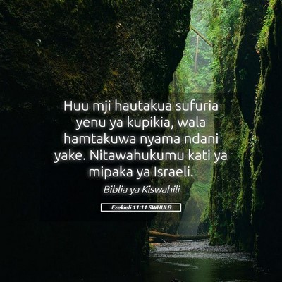 Picture 05 - Ezekieli 11:11 SWHULB - Huu mji hautakua sufuria yenu ya kupikia, wala - Bible Verse Picture