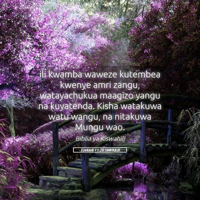 Picture 05 - Ezekieli 11:20 SWHULB - ili kwamba waweze kutembea kwenye amri zangu, - Bible Verse Picture