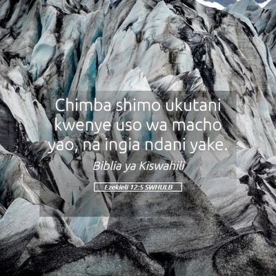 Picture 05 - Ezekieli 12:5 SWHULB - Chimba shimo ukutani kwenye uso wa macho yao, na - Bible Verse Picture